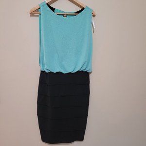 EnFocus Studio Black And Glitter Green Dress Size 8
